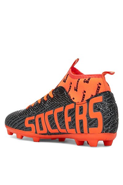 Allyup Boy's Black Orange Astroturf Football Socks Spiked Football Sneakers F35Kr