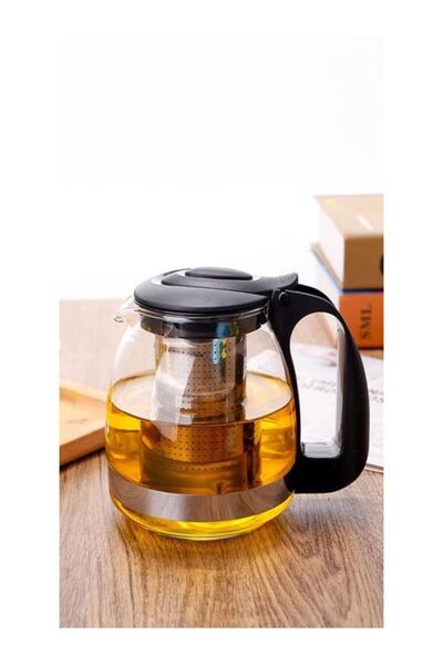 mrtbilisim Çelik Süzgeçli Cam Demlik - Isıya Dayanıklı Cam Çaydanlık 1250 Ml ...