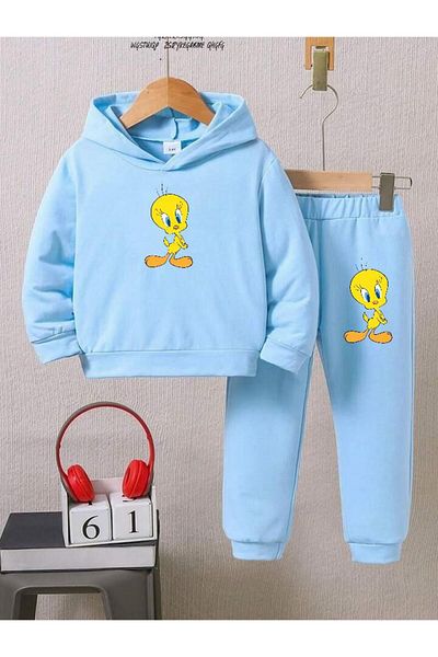 BENROMA Set de trening pentru copii unisex - Imprimare desene animate, potrivire supradimensionata