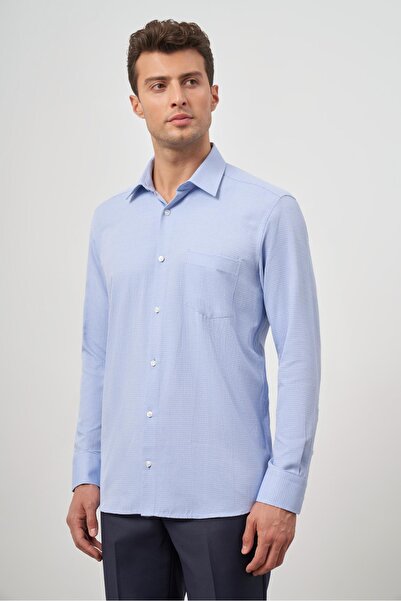 İmza Μπλε Classic Comfort Fit πουκάμισο - Μακρυμάνικο, Dobby, 041 Hard Collar 1004245157