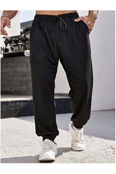 yx yustex sport Μαύρο παντελόνι Jogger Leg Sweat με φαρδιά κοπή