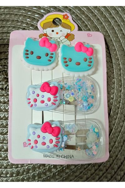 mos&more Set de 4 bucăți Kitty pentru copii și catarame pentru prosoape
