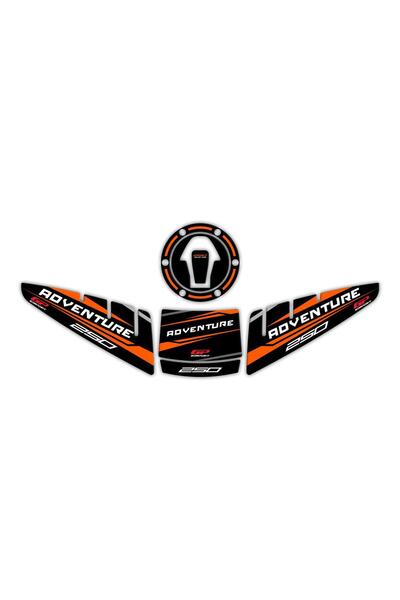 GP KOMPOZİT KTM 250 Adventure 2020-2024 Uyumlu Tank Pad Seti Siyah-Turuncu