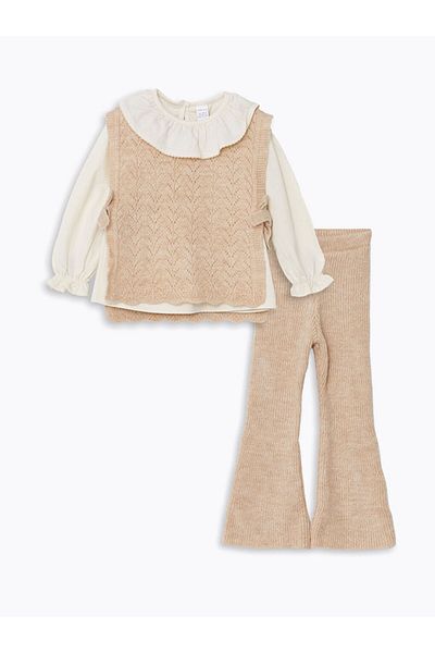 LC Waikiki LCW Baby - Patterned Crew Neck Baby Girl 3-Piece Set