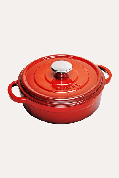 Nishev.com Evini Sev Sürel Red Iron Cast Shallow Pot 24 cm