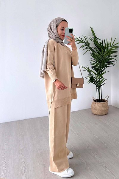 Ka Hijab Sparkling Mercerized Hijab Double Set - Milk Coffee