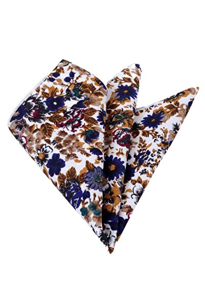 Exve Exclusive Καφέ Navy Blue Claret Red Floral εμπριμέ μαντήλι τσέπης με πέτ...