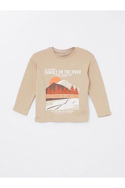 LC Waikiki Baby Boy - Crew Neck and Printed Long Sleeve T-Shirt