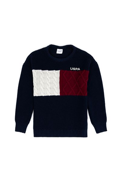 U.S. Polo Assn. Тъмносин пуловер с кръгла яка за момче 50271342 -Vr033