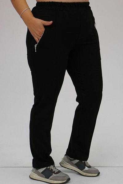 Eslina 49514 Plus Size Τσέπες με δύο κλωστές Φούτερ με φερμουάρ - Μαύρο