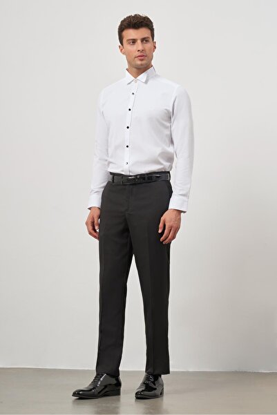 İmza Λευκό μακρυμάνικο πουκάμισο τελετής από βαμβακερό γιακά από βαμβακερό γιακά 1004240331