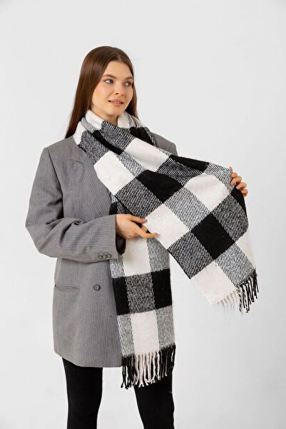 REMSA Μαύρη φούντα Boucle Shawl - 40x210 cm, Μοντέλο 1291