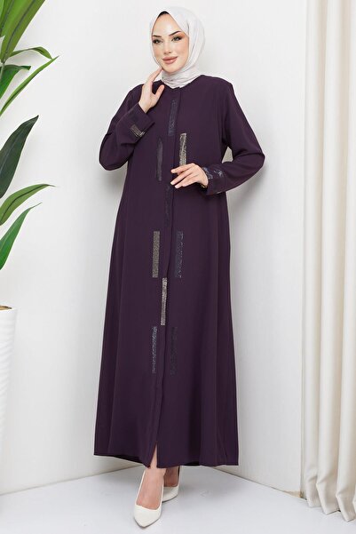 SENSTIL Ferace cu detalii de piatră de mărime mare - Prune SS2047