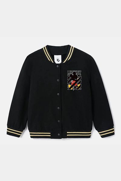 FEEL STYLE Детско колежанско яке Mickey College с щампа отпред и отзад, дебело, 3 прежди