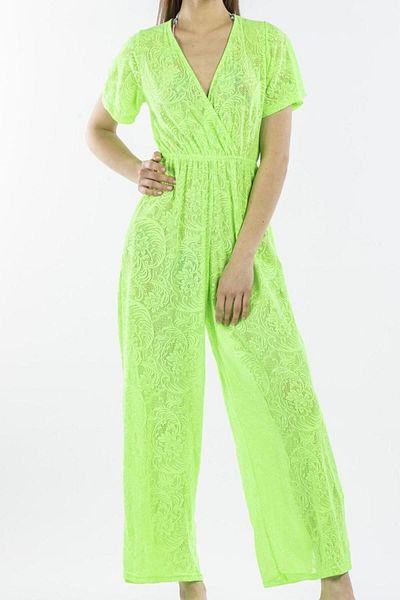 Nicoletta Salopetă Pareo damă Rochie de plajă Neon Dantela Verde