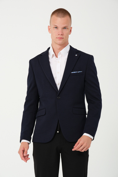 Bonesti Чоловічий приталений піджак блейзер темно-синього кольору