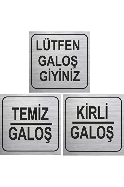 sıradışıhediyem Clean - Dirty Overshoes and Please Wear Overshoes Lettering Metal Set of 3 with Adhesive Back