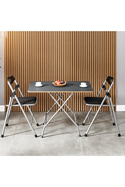 Güzelkan Katlanır Mutfak Masa ve 2 Adet Sandalye Takımı 50x80
