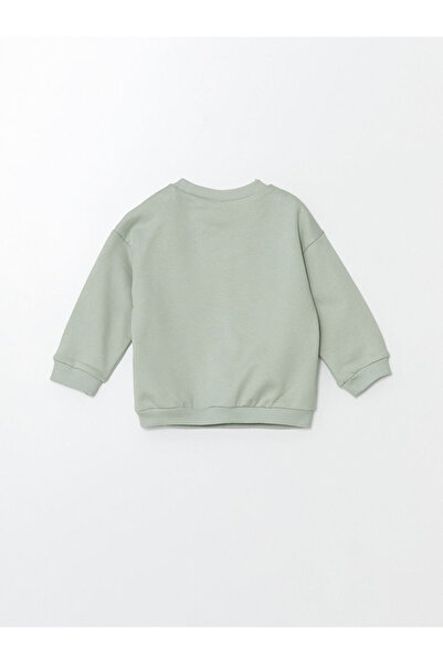 LC Waikiki Green Crew Neck Long Sleeve Printed Baby Boy Sweatshirt and Pants 2-Piece Set