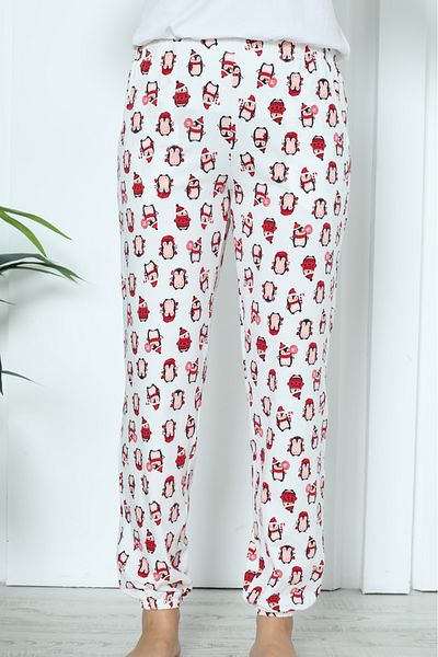 Nicoletta Ecru Women's Pajama Bottoms - Lycra with Pockets and Ankle Elastics