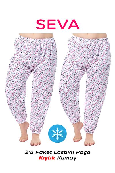SEVA Pijamale Mother Battal - 100% bumbac, modele florale, imprimate, picioare, iarnă