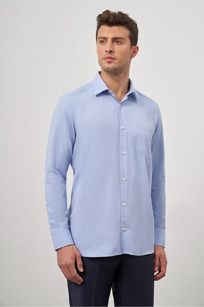 İmza Cămașă albastră Classic Comfort Fit - mânecă lungă, Dobby, 041 Hard Guler 1004245157