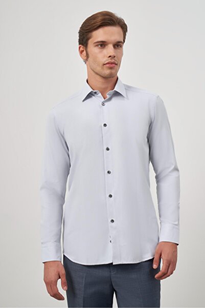 İmza Сорочка Classic з довгими рукавами, сірий візерунок, жорсткий комір, Comfort Fit 1004245154