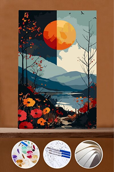 Pastelya Rulo Çerçevesiz Kasnaksız Bez Sayılarla Boyama Seti Artofit 50 x 65 cm