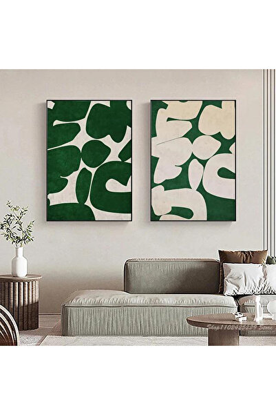 Linacci Зелено-бял моден плакат, комплект стъклени рамки с двойни черни метални рамки