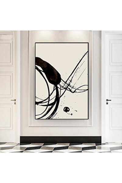 Linacci Tekli Siyah Metal Çerçeveli Beyaz Moda Poster Cam Tablo Seti