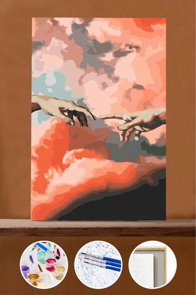 Pastelya Sayılarla Boyama Seti Çerçeveli Kasnaklı Tanrının Dokunuşu 40 x 50 cm