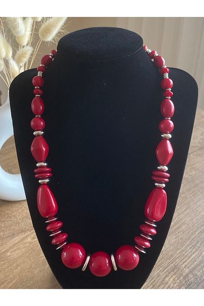 Store Red Vintage Beaded Women's Necklace