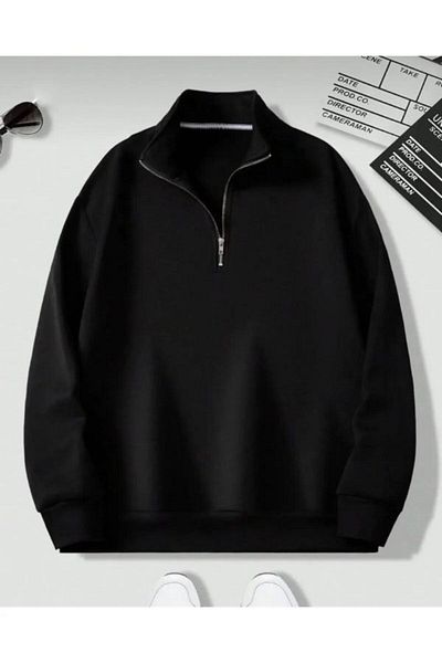 MOONBULL Balení 2 kusů Unisex oversize mikiny s polovičním zipem s vysokým límcem