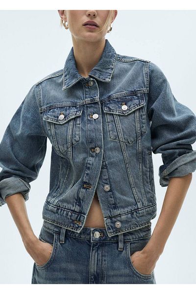MANGO Woman Jeansmantel mit Taschen