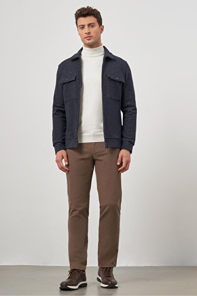 İmza Темно-синій Slim Fit Classic пальто - дитячий комір, з візерунком і без розрізів 1007245156