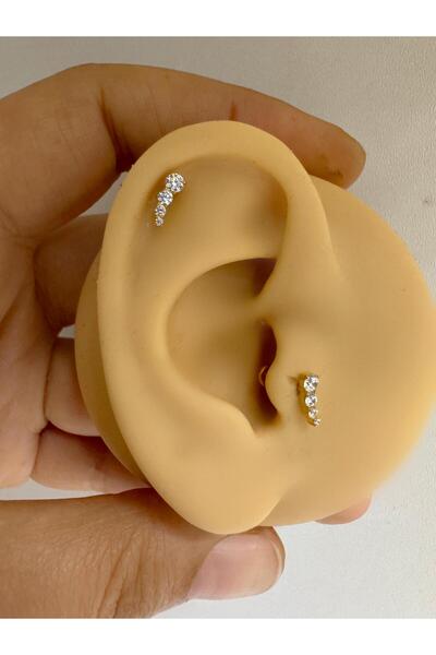 Arescollection 1 ADET G23 TİTANİUM (TİTANYUM) ZİRKON TAŞLI TRAGUS HELİX LOBE KIKIRDAK CONCH UYUMLU PİERCİNG