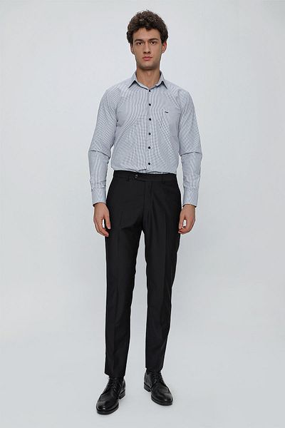 İmza Black Plain Gabardine Slim Fit Basic Trousers 1003245013