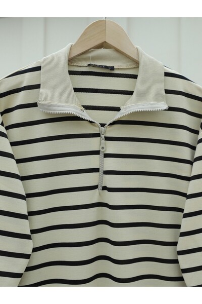 HİJABAYA Tunica cu dungi cu fermoar pe jumatate de gat