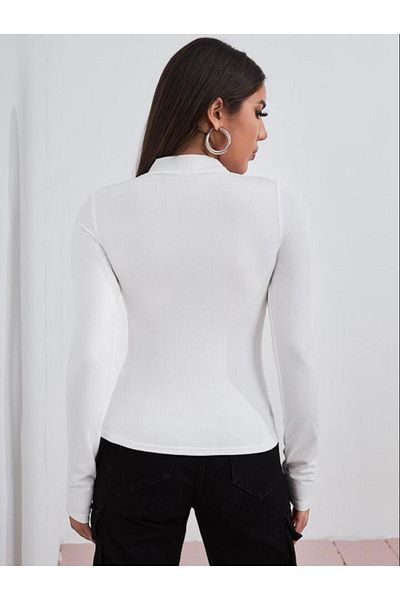 Actiwear Women's Half Turtleneck Long Sleeve Ribbed Camisole Blouse Body