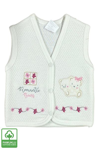Miniel 3-Piece Unisex Baby Vest Set - Twin Teddy Bear Embroidered, Organic Cotton Quilted