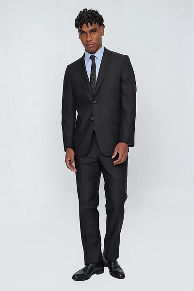 İmza Gabardine Black Basic Suit - Mono Collar, 4 Drop Comfort Fit, Relaxed Fit - 1001245009