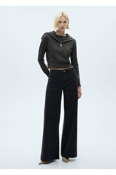 MANGO Woman Snake Skin Look Jean Trousers