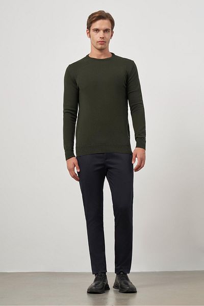 İmza Dark Khaki Crew Neck Classic Comfort Fit Knitwear - Long Sleeve 1012245006