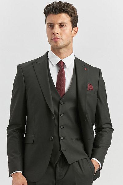 İmza Black Swallow Collar Lined Vest 6 Drop Slim Fit Slim Fit Classic Suit 1001240179