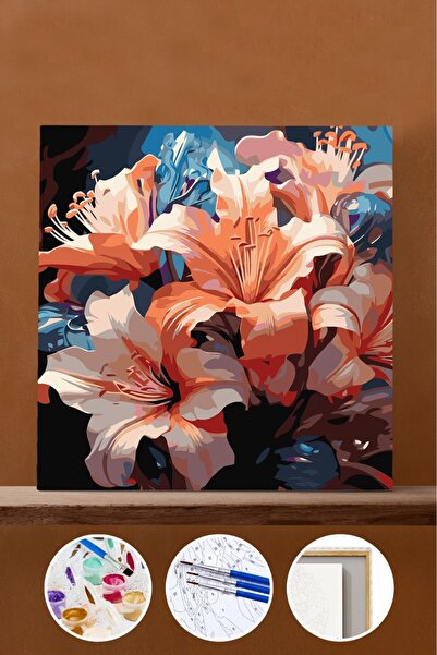 Pastelya Sayılarla Boyama Seti Çerçeveli Kasnaklı Zambaklar 50 x 65 cm