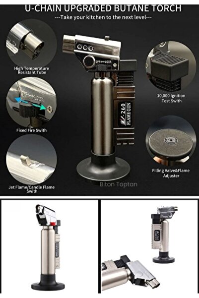 BiTon Toptan Metal Kasa Torch Pürmüz Çakmak 1300 Derece Isı Tabancası Aşcı Pürmüzü Tıbbi Diş Pürmüzü BS-261