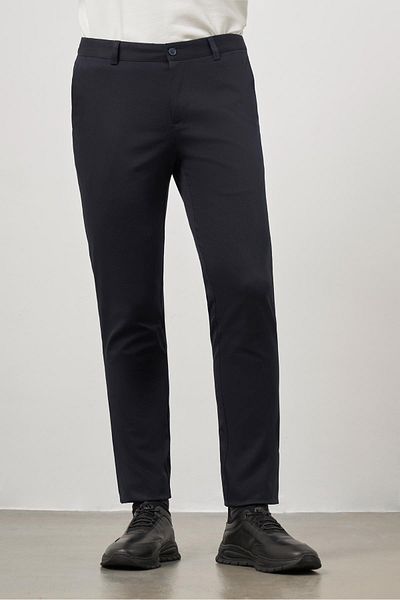 İmza Dark Navy Cotton Side Pocket Casual Slim Fit Chino Pants 1003245150