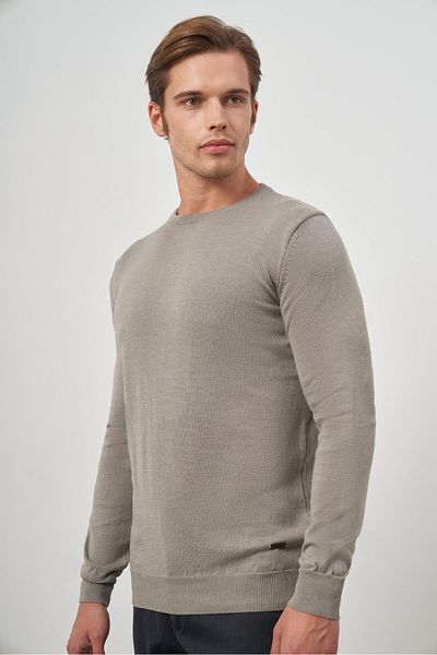 İmza Gray Long Sleeve Plain Knitted Crew Neck Classic Comfort Fit Knitwear 1012245006