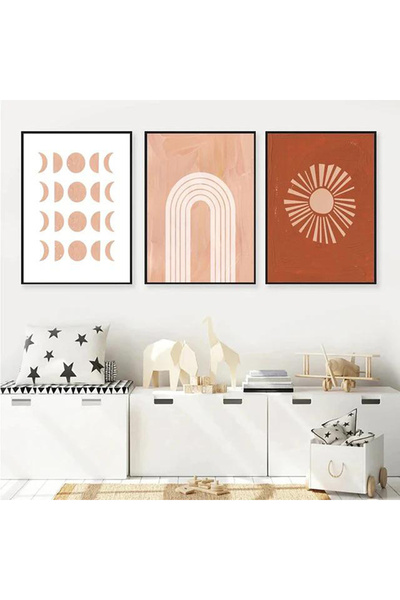 Linacci Set de trei cadru metalic negru cu sticlă boemă maro