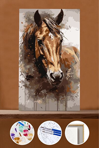 Pastelya Sayılarla Boyama Seti Çerçeveli Kasnaklı At 1 60 x 75 cm